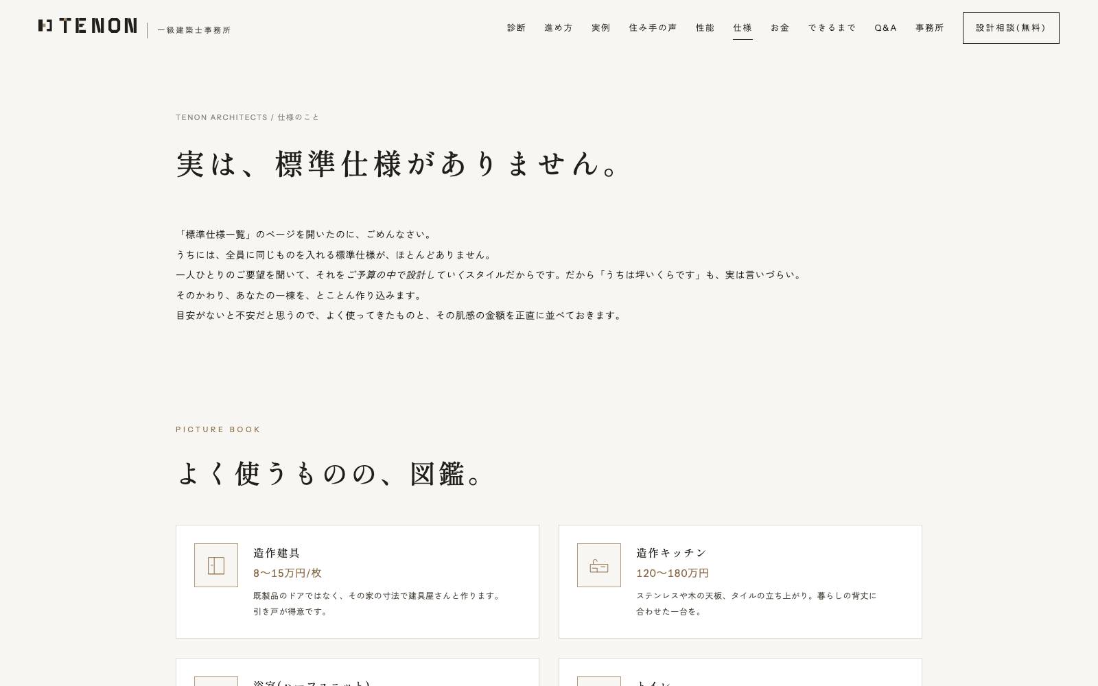 No.001 仕様のページ