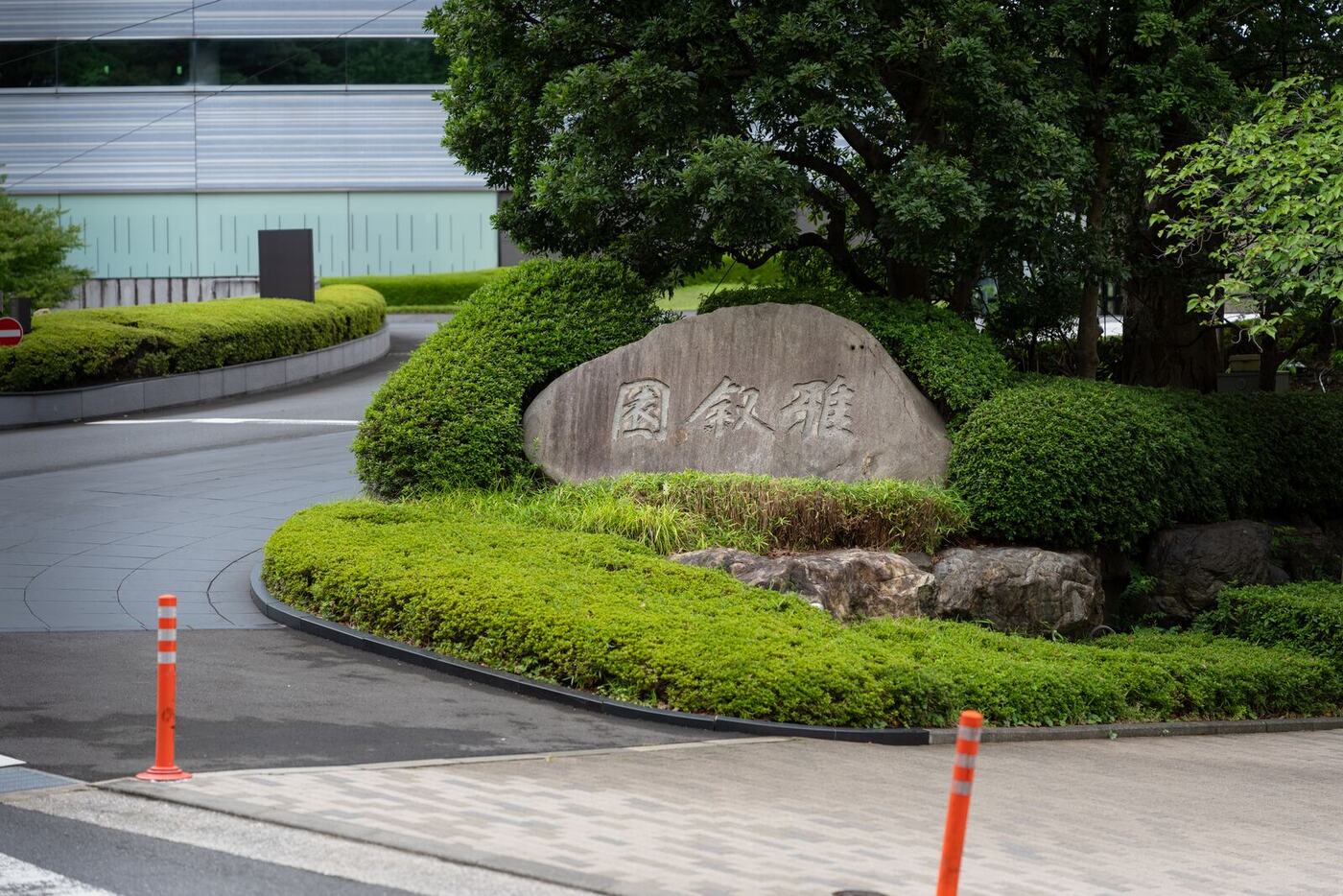 木立の奥に見える池